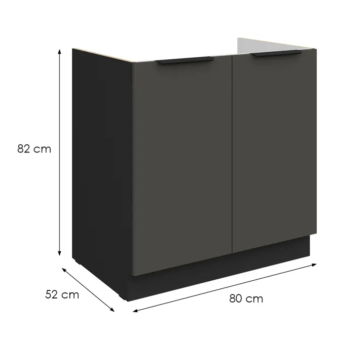Konyhaszekrény Aria-Gr/Bl Anti Fingerprint 80zl 2f Bb