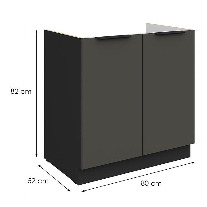 Konyhaszekrény Aria-Gr/Bl Anti Fingerprint 80zl 2f Bb