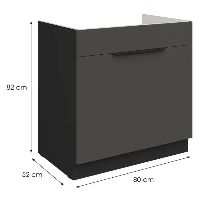 Konyhaszekrény Aria-Gr/Bl Anti Fingerprint 80zl 1s Bb,2
