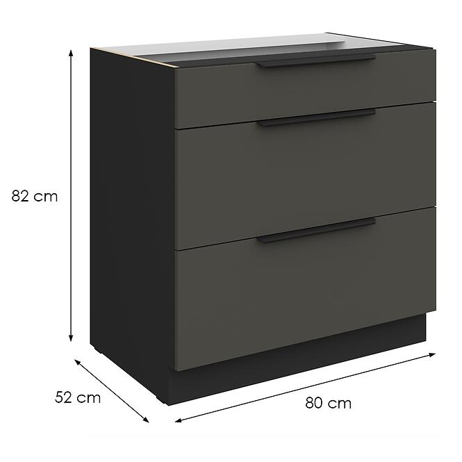 Konyhaszekrény Aria-Gr/Bl Anti Fingerprint 80d 3s Bb,2