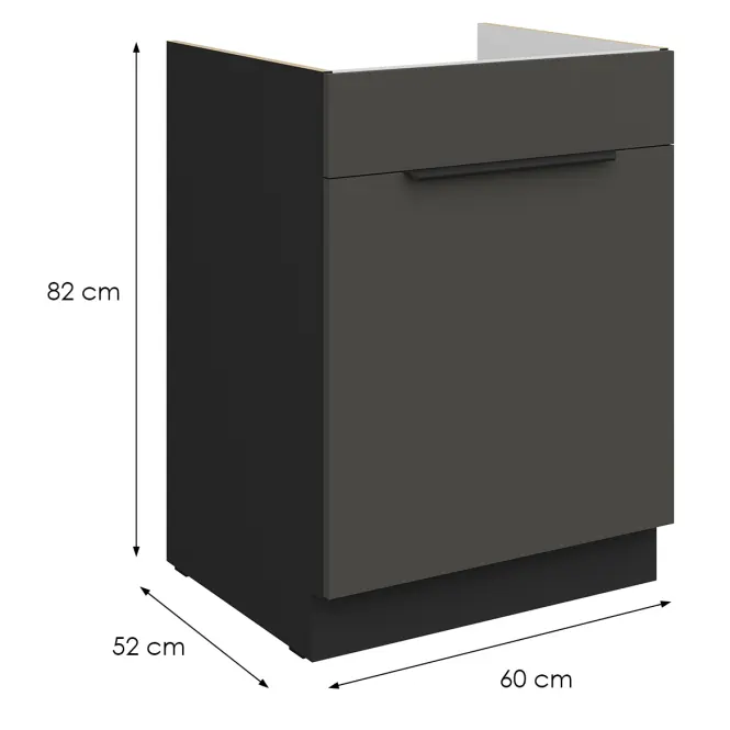 Konyhaszekrény Aria-Gr/Bl Anti Fingerprint 60zl 1s Bb,2