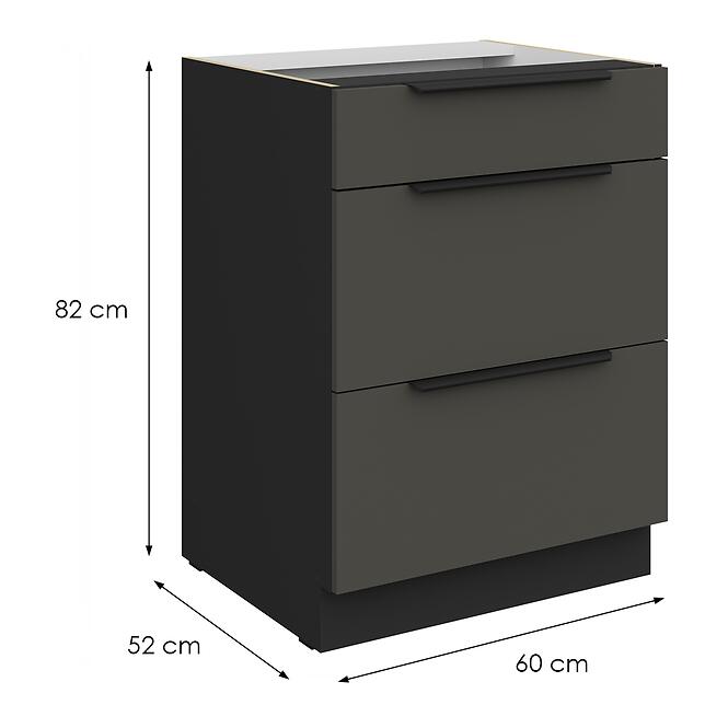 Konyhaszekrény Aria-Gr/Bl Anti Fingerprint 60d 3s Bb,2