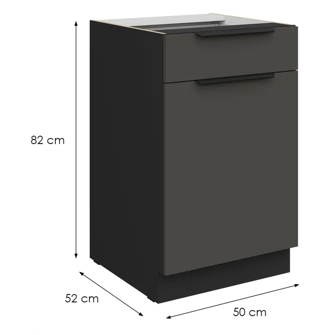 Konyhaszekrény Aria-Gr/Bl Anti Fingerprint 50d 1f 1s Bb,2