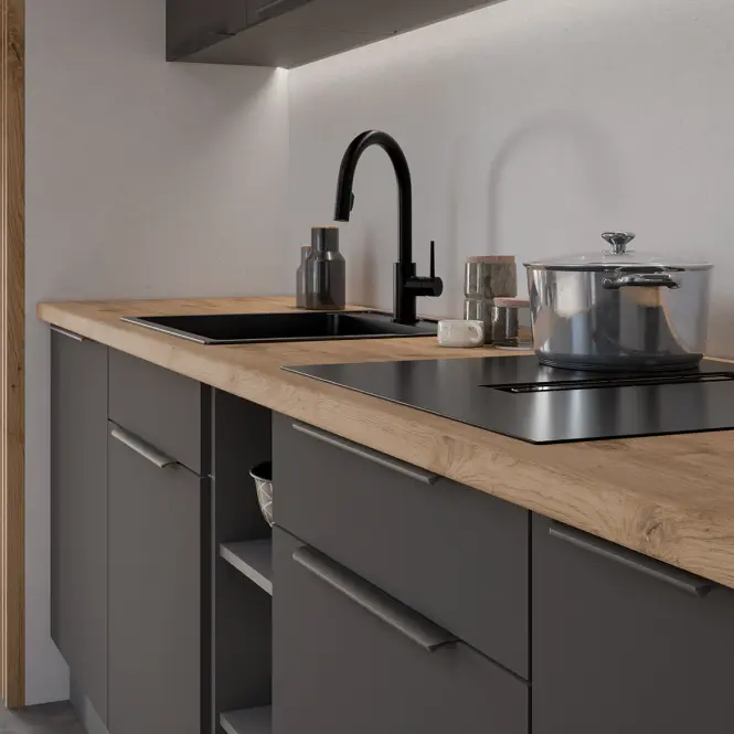 Konyhaszekrény Aria-Gr/Ant Anti Fingerprint 80zl 2f Bb