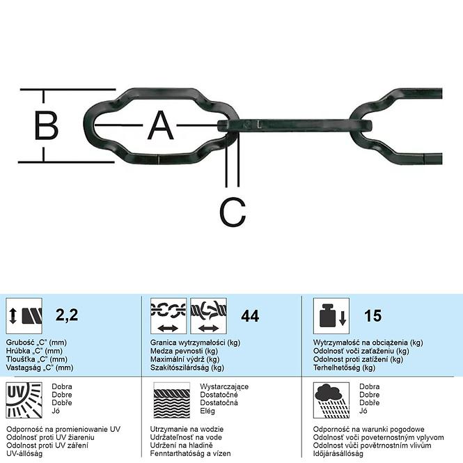 Dekoratív lánc 2,2 x 2,2 mm fekete