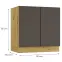 Konyhaszekrény Cosmo Isabel D80zl Mocca Grey/Tölgy Artisan,3