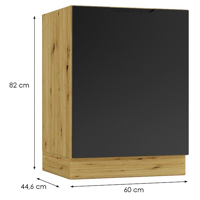 Konyhaszekrény Cosmo Isabel D60zl P/L Mocca Grey/Tölgy Artisan,3