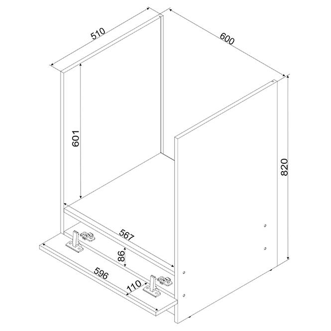 Konyhaszekrény Cosmo Isabel Dk60 Mocca Grey/Tölgy Artisan,2