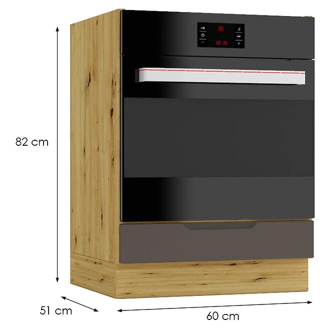 Konyhaszekrény Cosmo Isabel Dk60 Mocca Grey/Tölgy Artisan,3