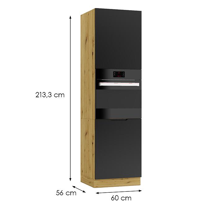 Konyhaszekrény Cosmo Isabel D60 Pk/2133 P/L Fekete borsó/Tölgy Artisan