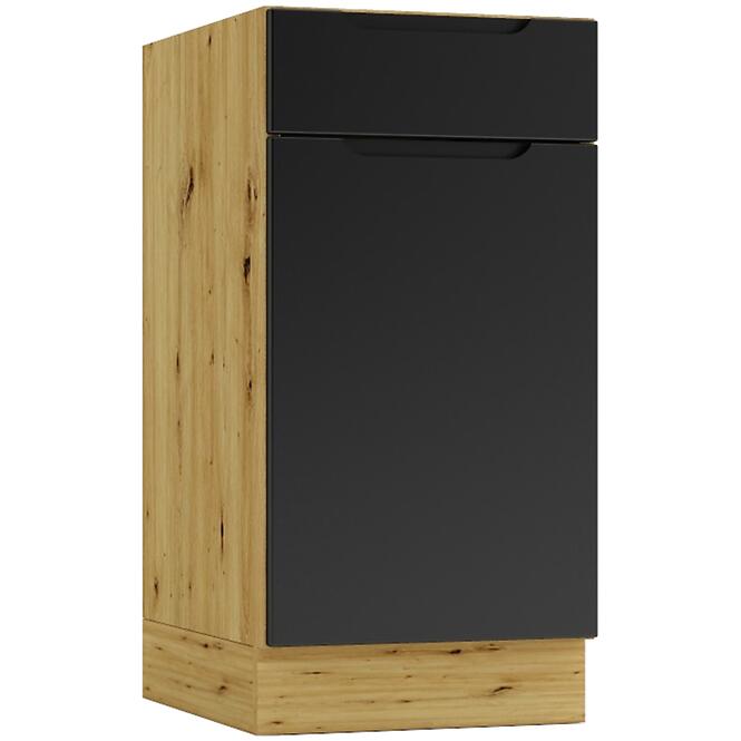 Konyhaszekrény Cosmo Isabel D40s/1 P/L Fekete borsó/Tölgy Artisan