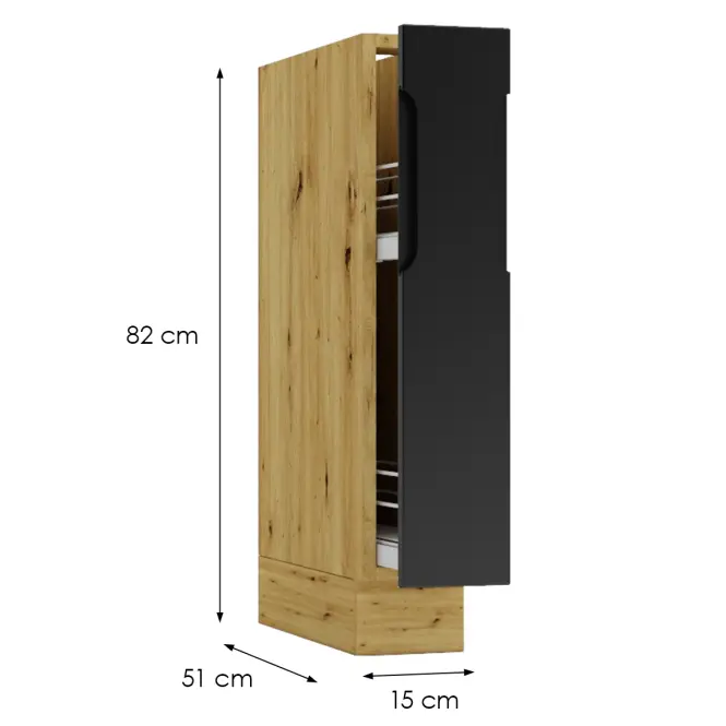 Konyhaszekrény Cosmo Isabel D15 Cargo+Kosár Mocca Grey/Tölgy Artisan,3