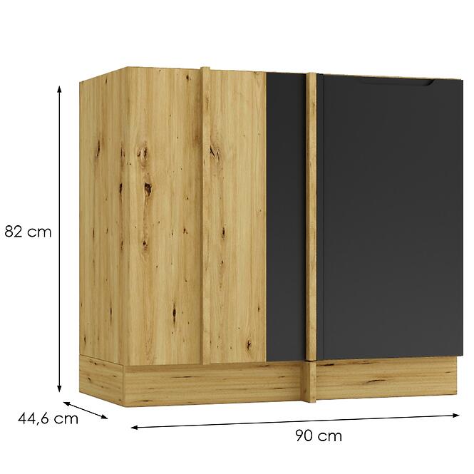 Konyhaszekrény Cosmo Isabel Dnp P/L  Fekete borsó/Tölgy Artisan