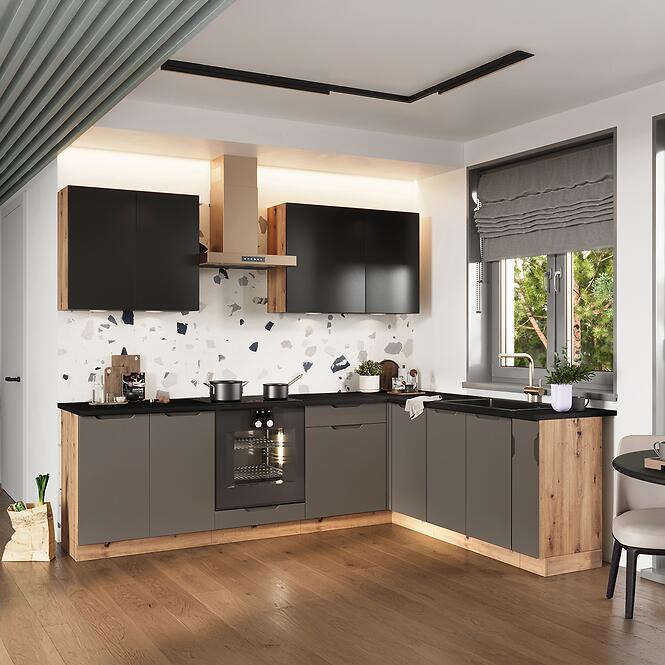 Konyhaszekrény Cosmo Isabel Dnp P/L  Fekete borsó/Tölgy Artisan