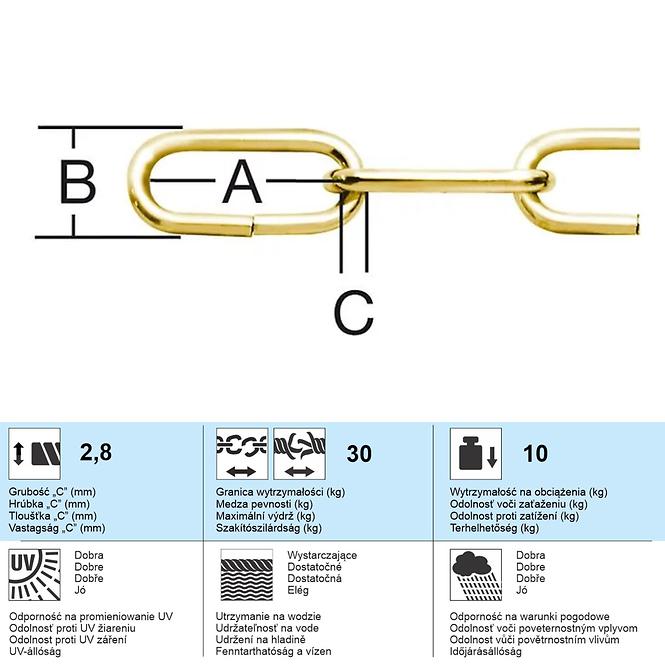 Dekoratív lánc ø 2,8 mm sárgaréz,2