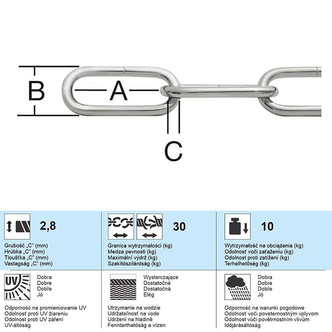 Dekoratív lánc 2,8 mm nikkel