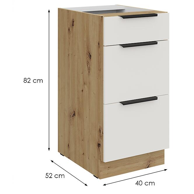 Konyhaszekrény Aria-Wh/Ar Anti Fingerprint 40d 3s Bb