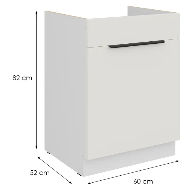 Konyhaszekrény Aria-Wh/Wh Anti Fingerprint 60zl 1s Bb,2