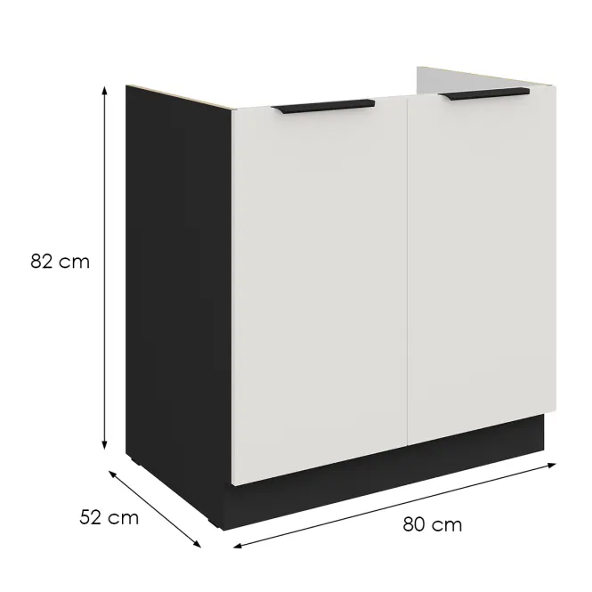 Konyhaszekrény Aria-Wh/Bl Anti Fingerprint 80zl 2f Bb
