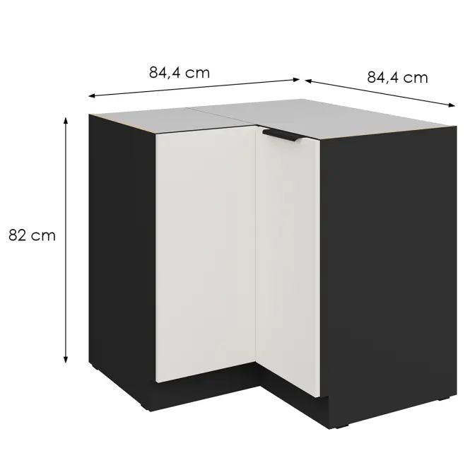 Konyhaszekrény Aria-Wh/Bl Anti Fingerprint 90x90 Dn 2f Bb