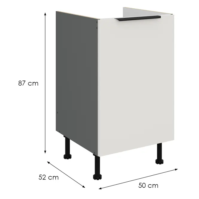 Konyhaszekrény Aria-Wh/Ant Anti Fingerprint 50zl 1f Bb