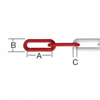Fehér és piros 6 mm-es pvc lánc