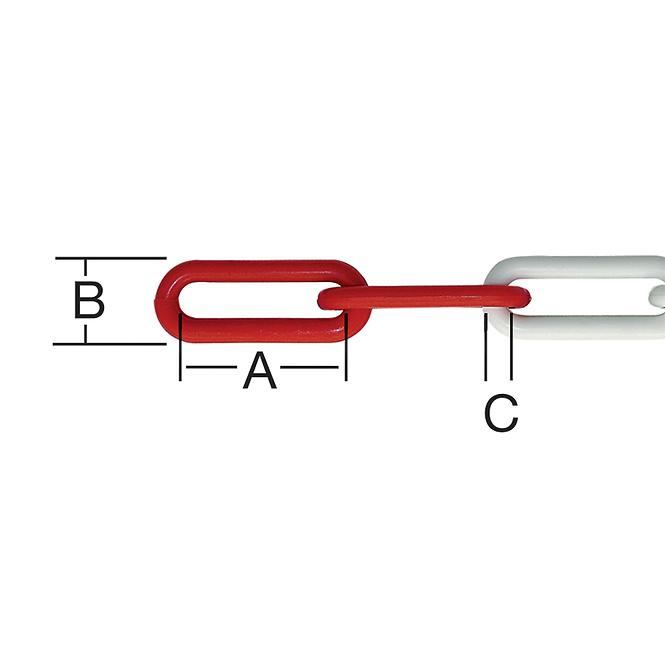 Fehér és piros 6 mm-es pvc lánc