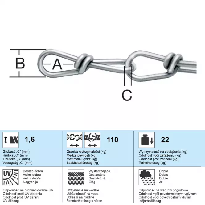 Horganyzott csomó lánc 1,6 mm,2