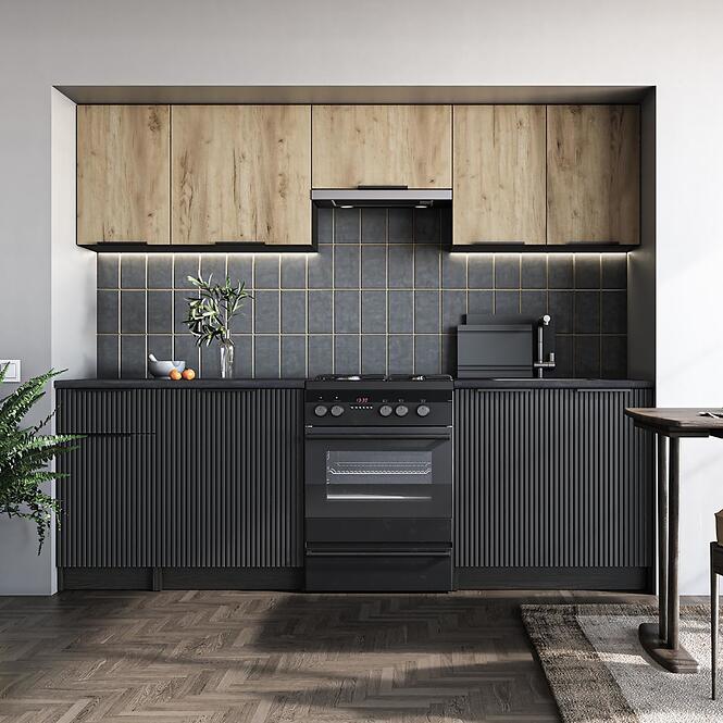 Konyhabútor Emma 240 ZB artisan/fekete/carbon wood