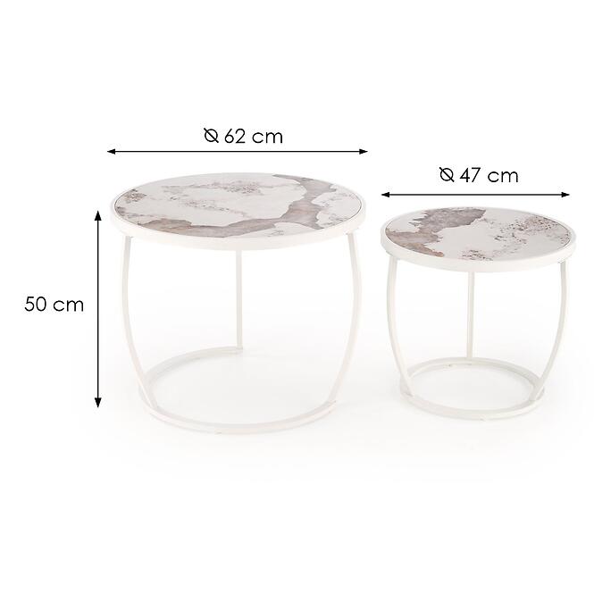 Dohányzóasztal Ines fehér márvány/fehér