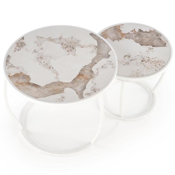 Dohányzóasztal Ines fehér márvány/fehér