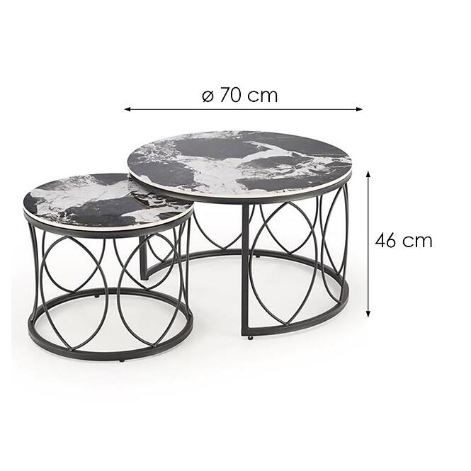 Dohányzóasztal Alexandra fekete márvány/fekete,2