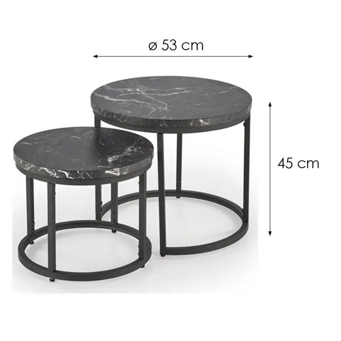Dohányzóasztal Oreo fekete márvány/fekete