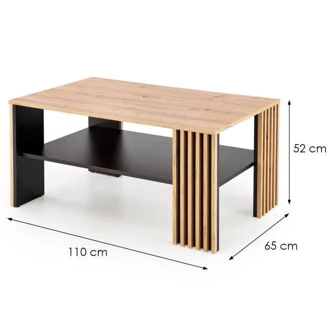 Dohányzóasztal Femina tölgy artisan/fekete