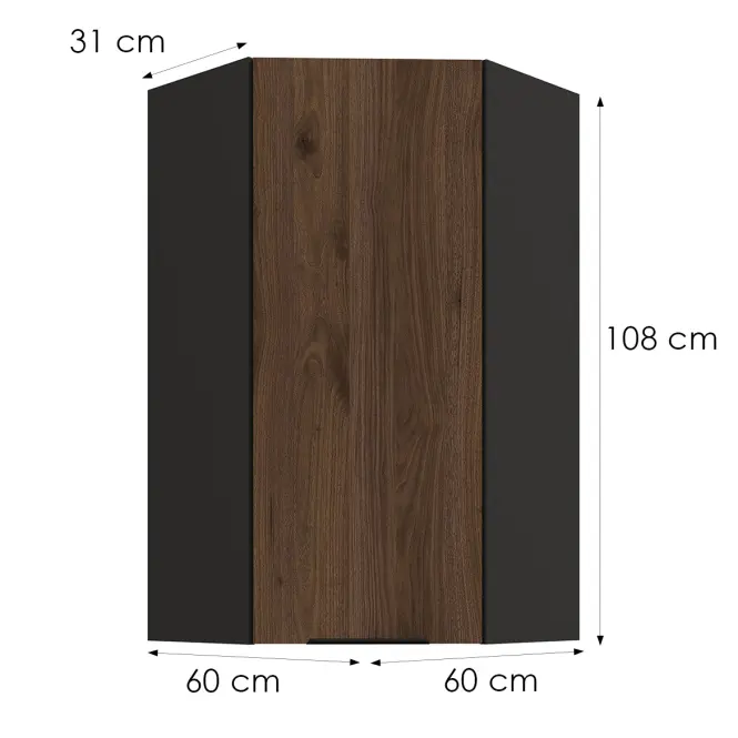 Konyhaszekrény Monza dió okapi 60x60 GN-108 1F (45°)