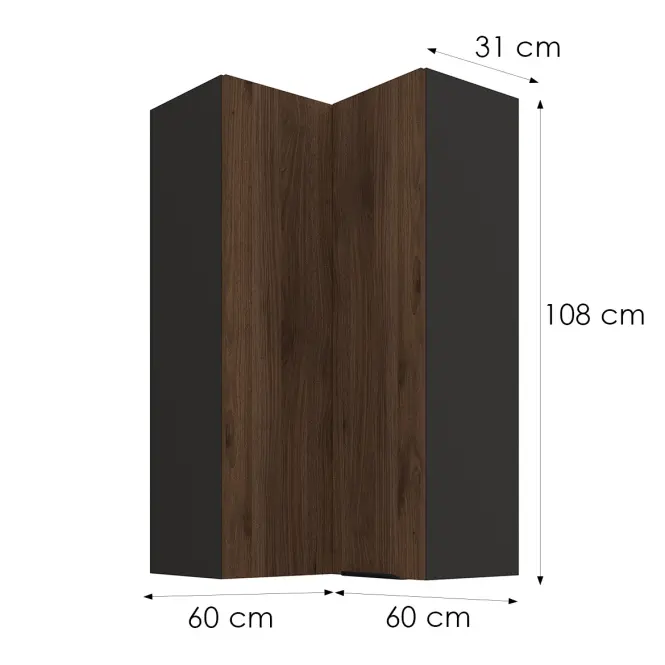 Konyhaszekrény Monza dió okapi 60x60 GN-108 2F (90°),3