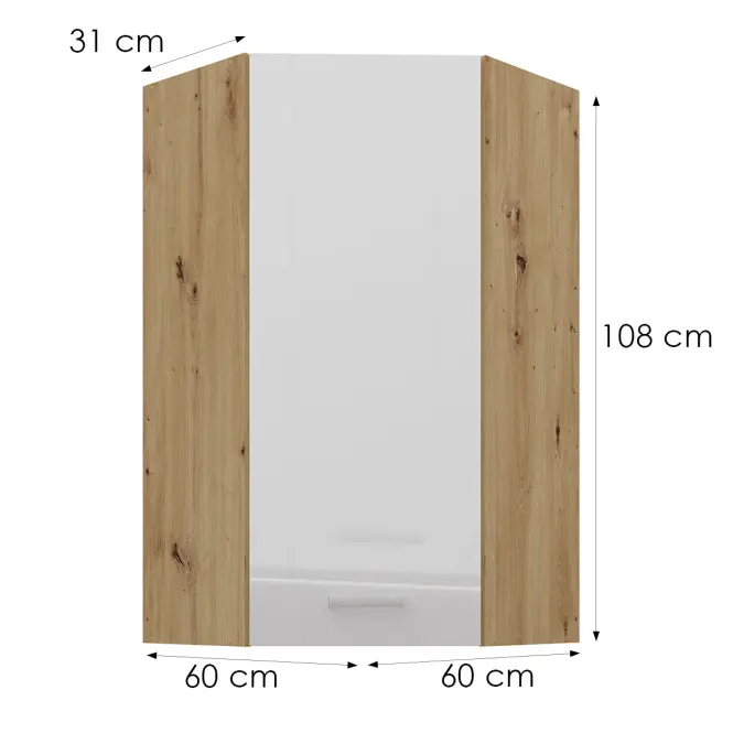 Konyhaszekrény artisan fehér 60x60 GN-108 1F (45°),2