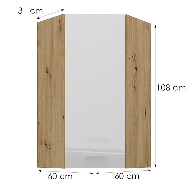 Konyhaszekrény artisan fehér 60x60 GN-108 1F (45°),2