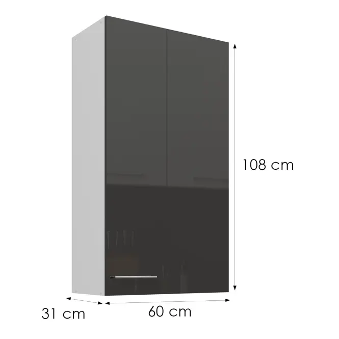 Konyhaszekrény Lara szürke 60G-108 1F,3