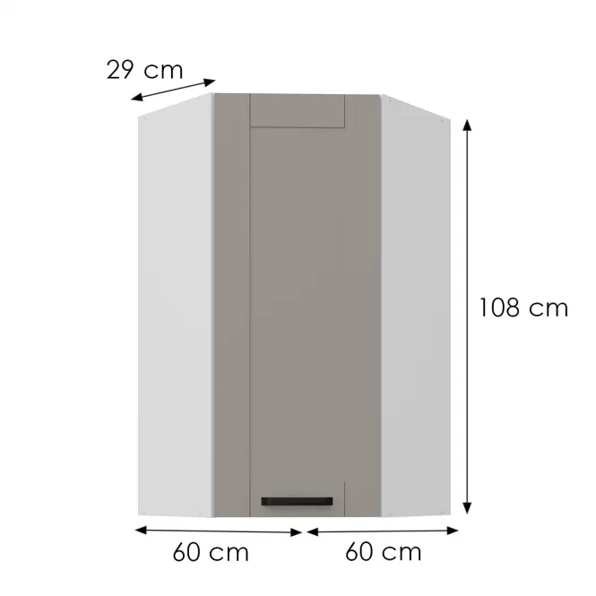 Konyhaszekrény Luna claygrey/fehér 60x60 GN-108 1F (45°),2
