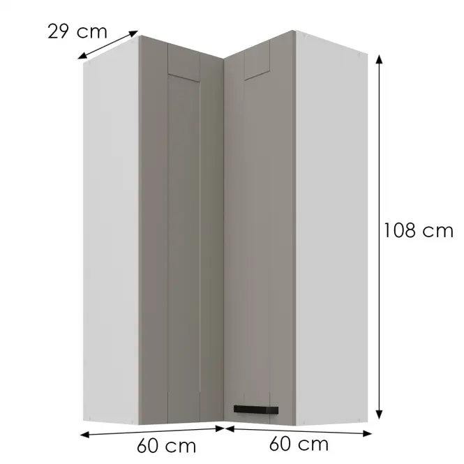 Konyhaszekrény Luna claygrey/fehér 60x60 GN-108 2F (90°)