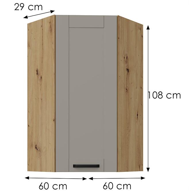 Konyhaszekrény Luna claygrey/artisan 60x60 GN-108 1F (45°),3