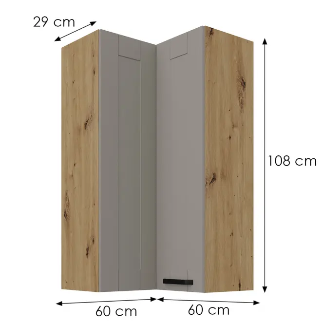 Konyhaszekrény Luna claygrey/artisan 60x60 GN-108 2F (90°),3