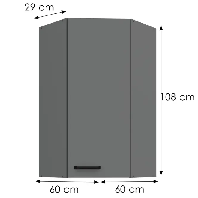 Konyhaszekrény Nessa antracit 60x60 GN-108 1F (45°)