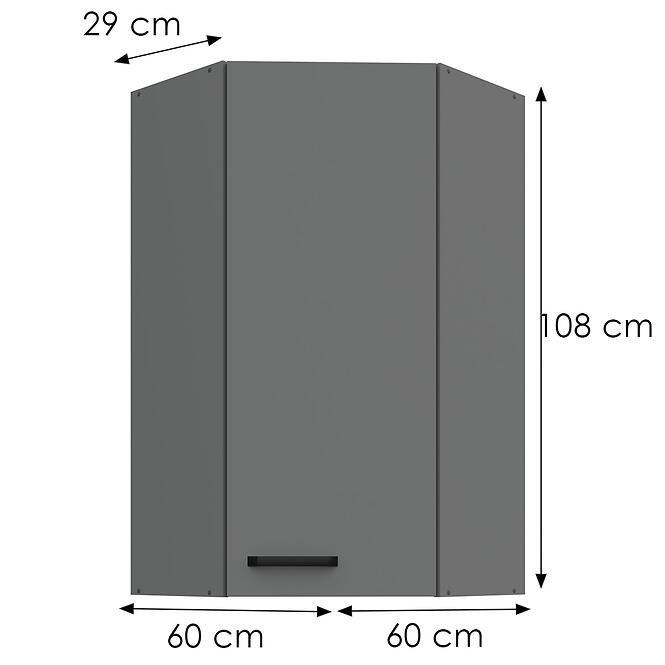 Konyhaszekrény Nessa antracit 60x60 GN-108 1F (45°)