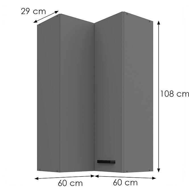 Konyhaszekrény Nessa antracit 60x60 GN-108 2F (90°)