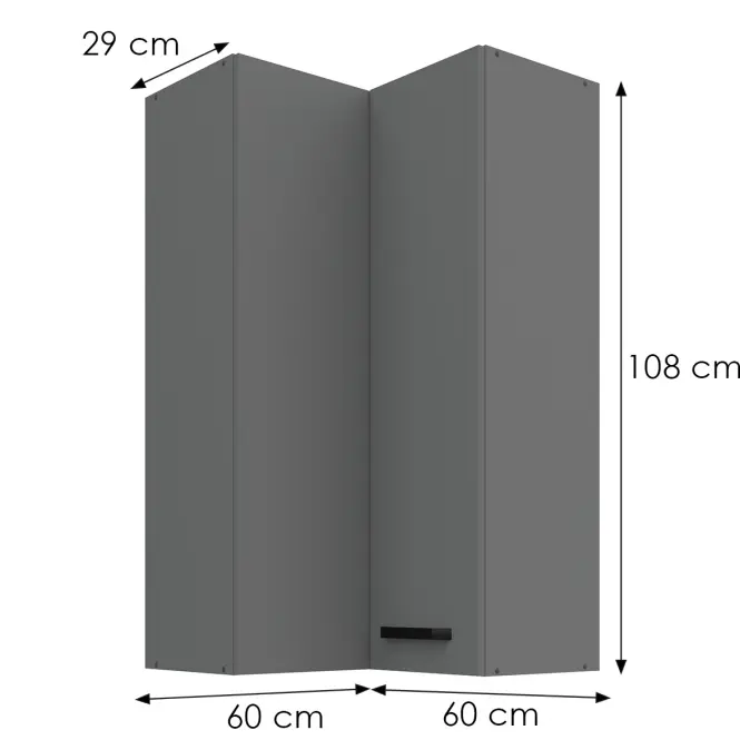 Konyhaszekrény Nessa antracit 60x60 GN-108 2F (90°),3