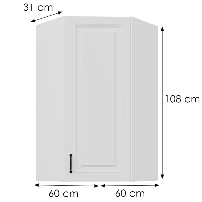 Konyhaszekrény Stilo fehér matt/fehér 60x60 GN-108 1F (45°)