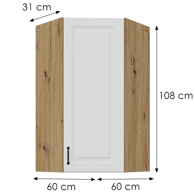 Konyhaszekrény Stilo fehér/artisan 60x60 GN-108 1F (45°)