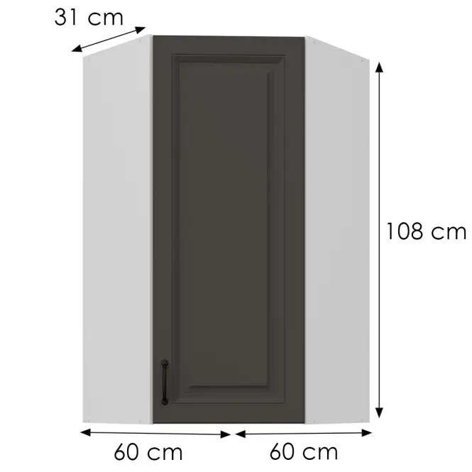 Konyhaszekrény Stilo grafit matt/fehér 60x60 GN-108 1F (45°)
